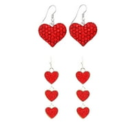 KUNGUGU FRCOLOR 2 Pairs Valentine's Day Gift Ear Dangler Fashion Festive Heart Shape Earrings