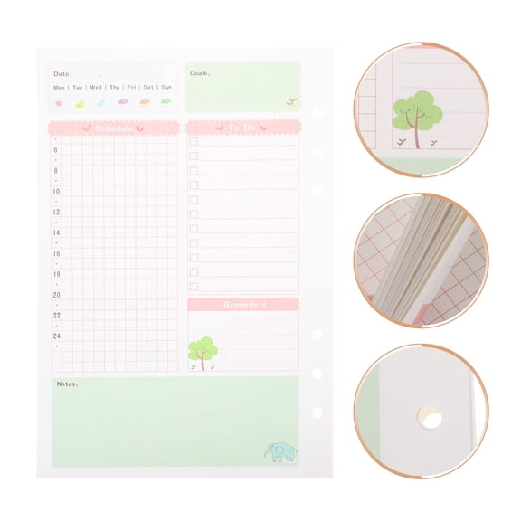 WASHWEPE Loose Leaf Planner Refills Multi Colored 2Pcs 8.3x5.7x0.4In