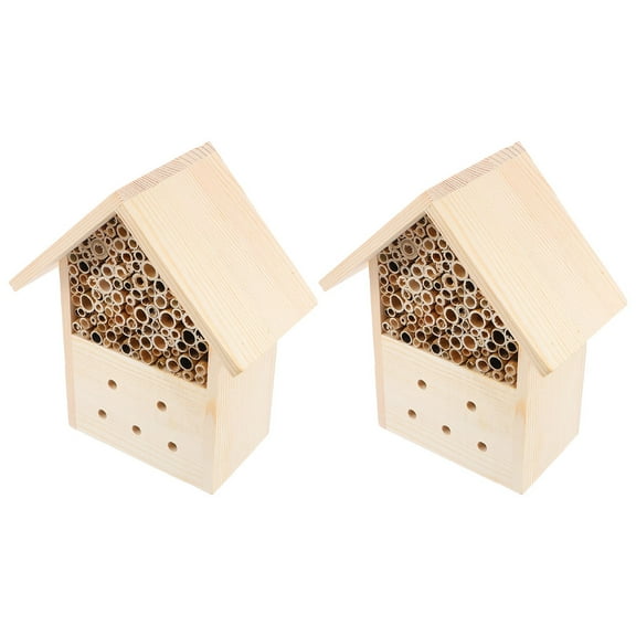 WRISTBIQUE Wooden Insect House Wood Breeding For Gardeners 2Pcs 19X16Cm