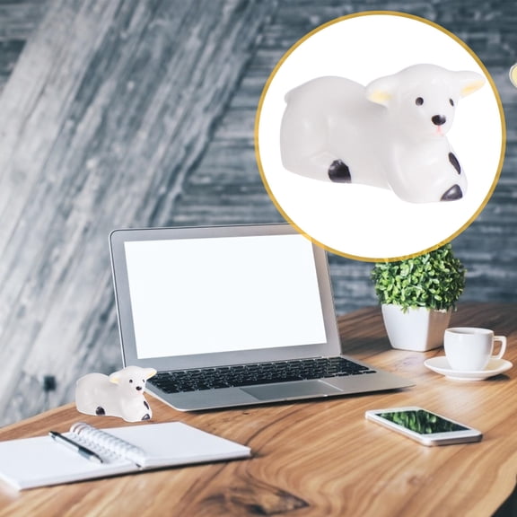 FRCOLOR Set of 2 Ceramic Lamb Figurines Decorative Ornaments Perfect Gift for Animal and Home Decor