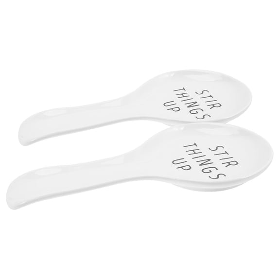 TAILTOSS 2Pcs Ceramic Spoon Cradle for Kitchen Stove Top Pot Ladle Holder White
