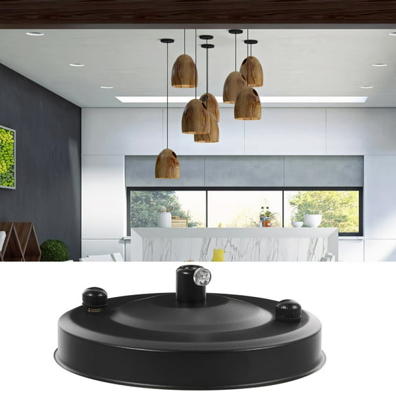 FRCOLOR 2 Pcs Chandelier Ceiling Tray Plate Hanging Pendant Light Lights Black