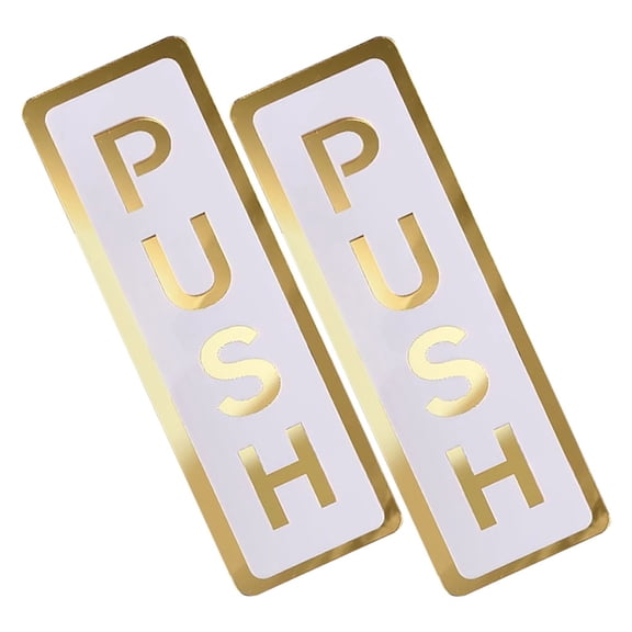 TAILTOSS 2-Pack Golden Acrylic Push Pull Door Signs with Double Layer Mirror Finish and Clear Font for Entrance
