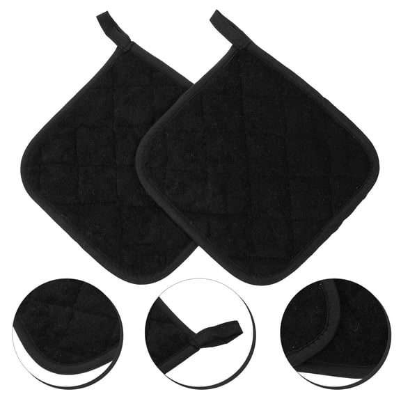 FRCOLOR  2 Pcs Coaster Hot Pads Trivets for Dishes Heat Kitchen Dining Table Black