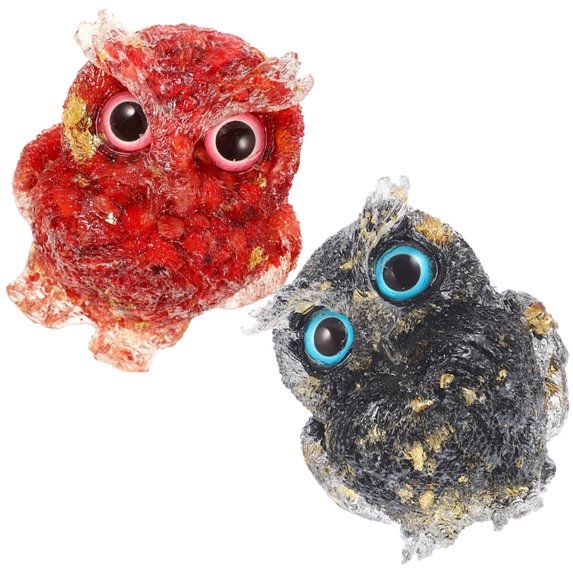 FRCOLOR  2 Pcs Crystal Animals Owl Ornament Garden Figurine Decorations