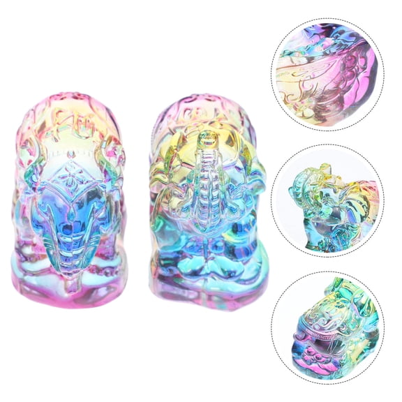 FRCOLOR  2 Pcs Crystal Elephant Ornament Compact Figurine Office Miss