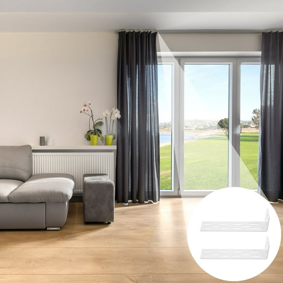 FRCOLOR  2 Pcs Curtain Wall Mount Bracket Ceiling Track Stand Silver