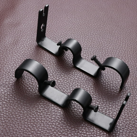 FRCOLOR 2 Pcs Drapery Rod Bracket Curtain Holder Pole Brackets Rods Mount Black