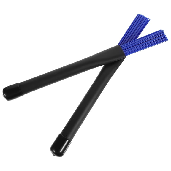 LABSERRON 2Pcs Blue Retractable Plastic Drum Brushes with Soft Rubber Handle for Jazz and Music Performance
