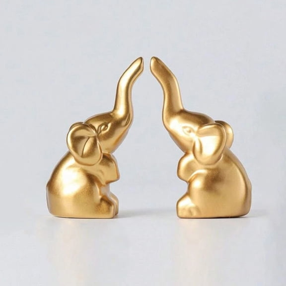 FRCOLOR 2 Pcs Elephant Collectible Figurine Baby 9.00X4.00X3.50CM Golden