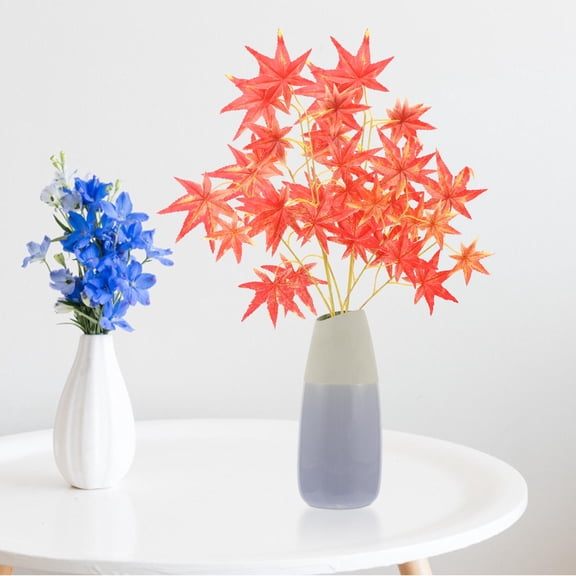 FRCOLOR  2 Pcs Fake Fall Maple Leaves Picks Faux Stems Indoor Branches Red