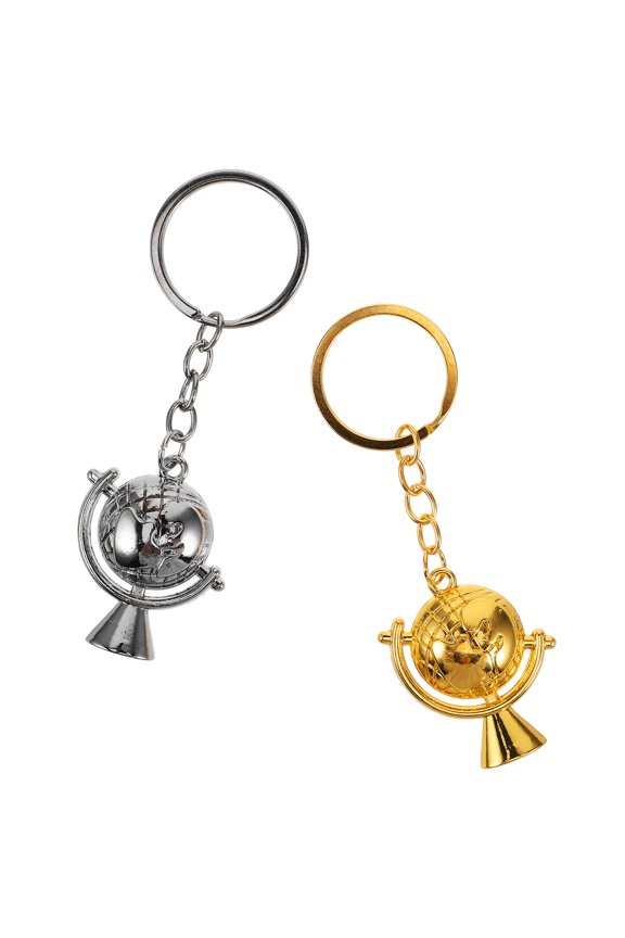 2 Pcs Globe Keychain Keychains Tags for Keys Student Travel