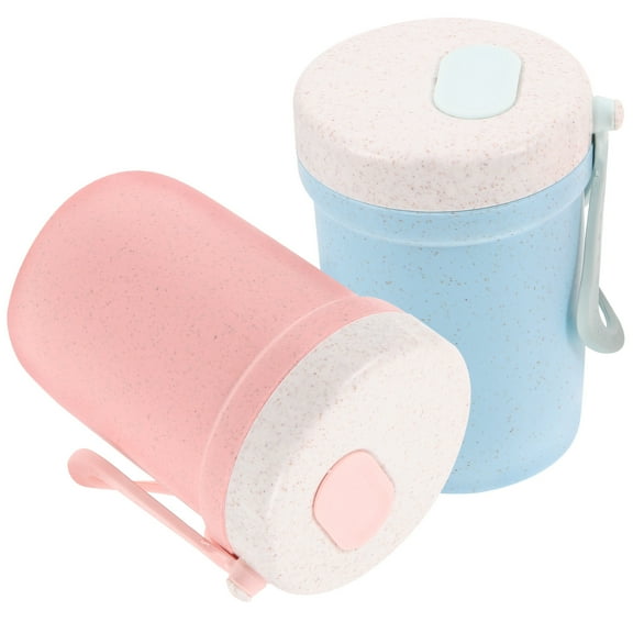 FRCOLOR  2 Pcs Jar with Lid Household Breakfast Cup Wide Mouth Overnight