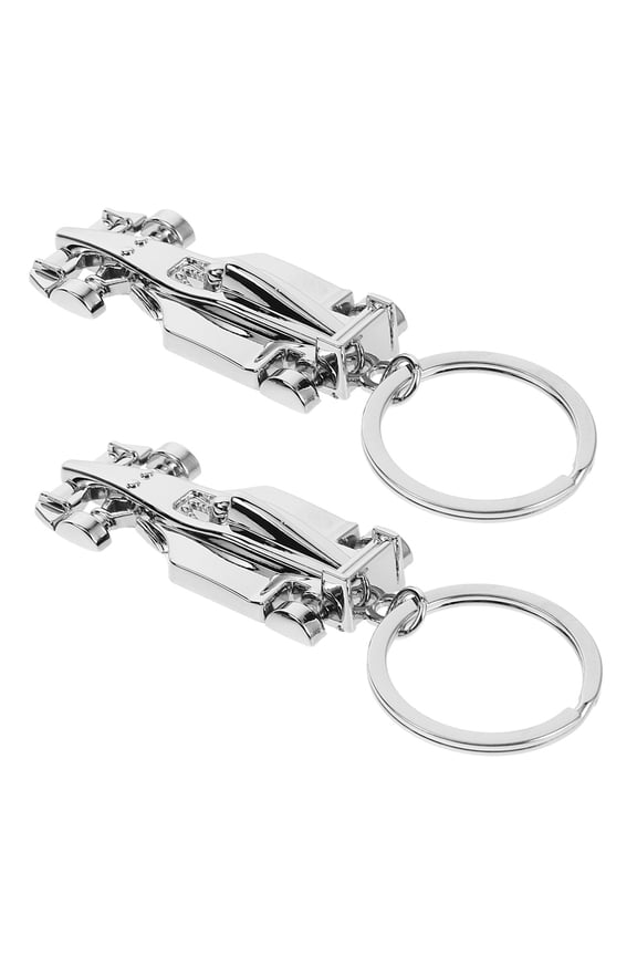 2Pcs Creative Plated Silver Racing Keychain Lightweight Car Keys Pendant