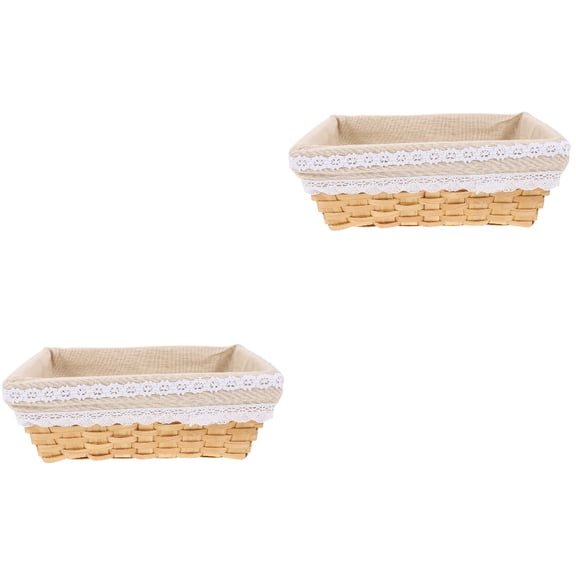 FRCOLOR 2 Pcs Large Storage Basket Multipurpose Container 30x20x10cm Khaki