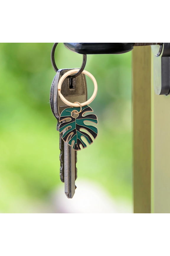 LABSERRON Leaf Shaped Keychain 2 Pcs Plants Lover Accessory Alloy Handbag Backpack Car Keys Decoration
