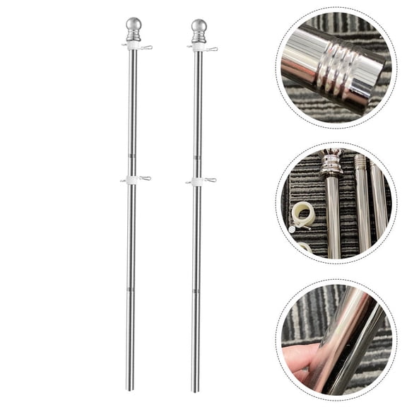 FRCOLOR  2 Pcs Mount Telescopic Flagpole High-quality Sturdy Masonry