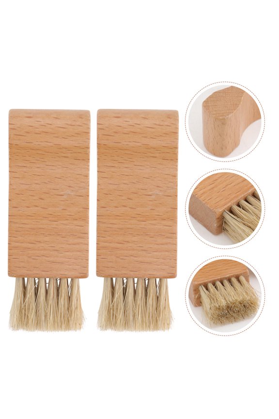 2 Pcs Multipurpose Shoes Care Brush Seam Boot Cleaning Khaki