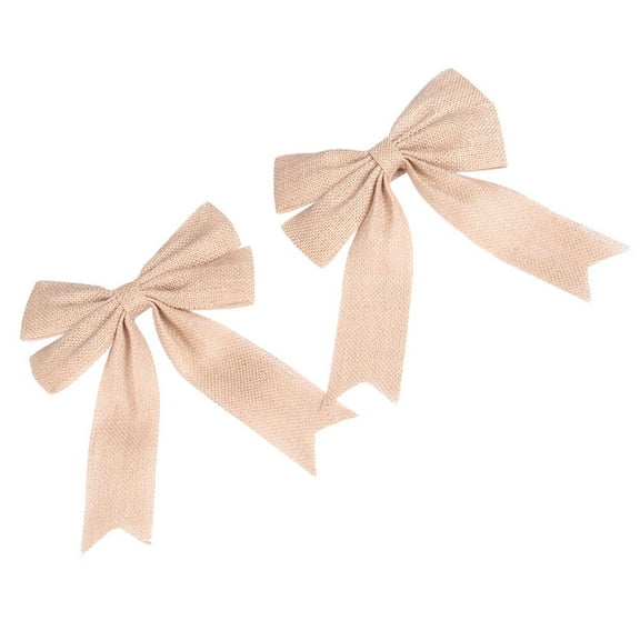 FRCOLOR  2 Pcs Natural Burlap Bows Hessian Bowknot Party Christmas Baby