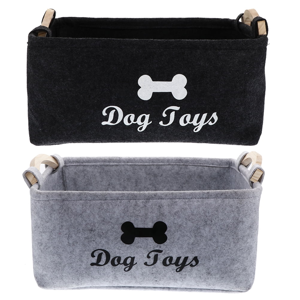 FRCOLOR 2 Pcs Pet Toy Storage Box Felt Pet Toys Storage Organizer Toys