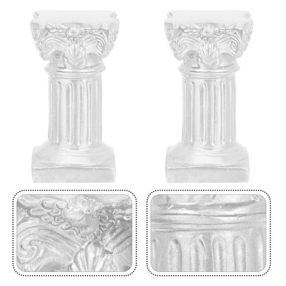 FRCOLOR 2 Pcs Pillar Props Roman Column Decoration Candle Holder Office 6.7X3.6CM Silver