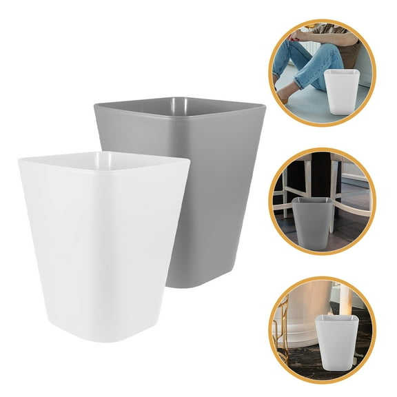 KAKOWELY Office Trash Can Garbage Container White 2Pcs