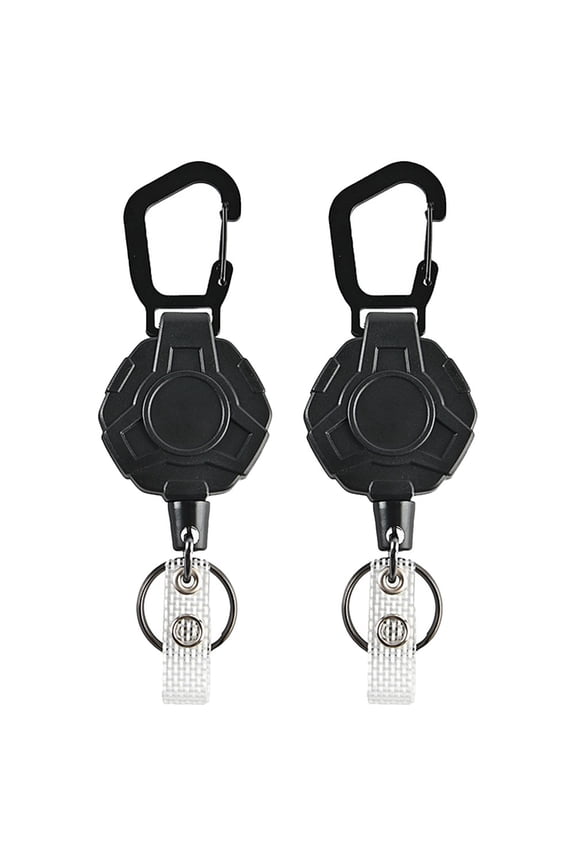 2-Pack Retractable Keychains with Clip and Flexible Buckle, Rock Hook Lanyard, Design