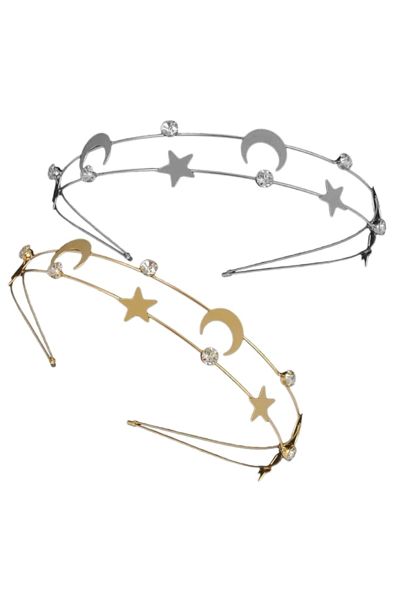 2 Pcs Rhinestone Headband Wedding Bandana Bands Hair Toppers Bridal Accessories Bride