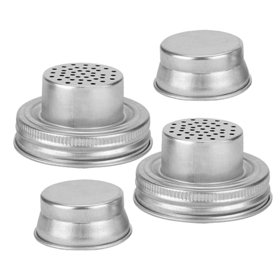 FRCOLOR 2-Pack Stainless Steel Jar Shaker Lids for Regular Mouth Canning Jars, Spice, Salt, Pepper Shakers & Cocktail Drink Mixers