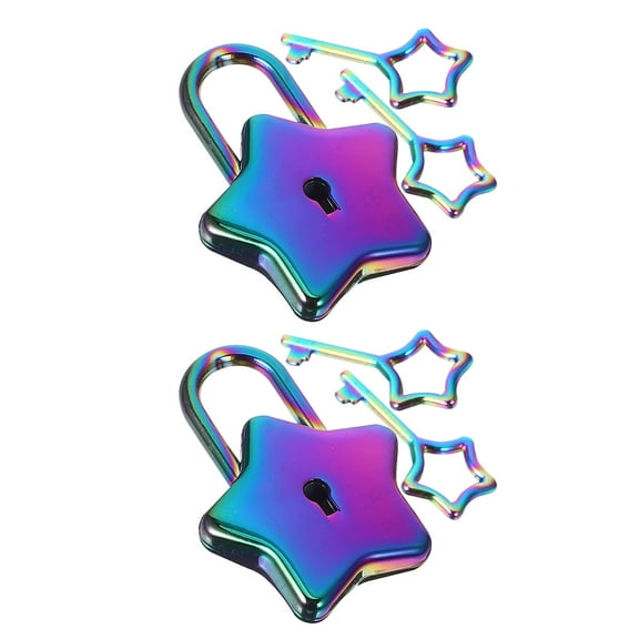 FRCOLOR 2 Pcs Star Shaped Lock Mini Padlocks Small Cute Padlocks With Key Diary Book Padlock For Jewelry Box Diary Handbag Makeup Bag