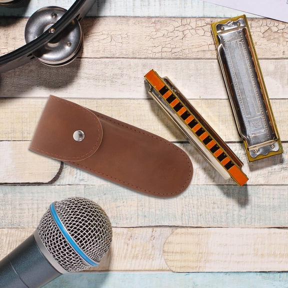 FRCOLOR 2 Pcs Storage Bags Jaw Harp Harmonica Leather Case