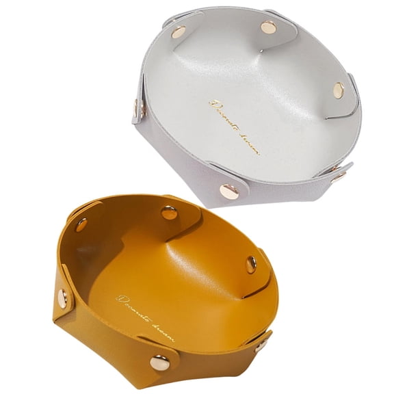 WASHWEPE Key Tray For Entryway Yellow Gray 2Pcs 6.88X6.88X2.36in