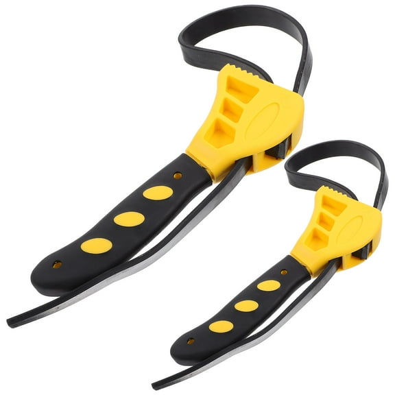 FRCOLOR 2 Pcs Strap Wrenches for Mechanics Oil Filter Tightening Ratchet Yellow