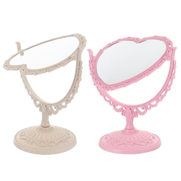 FRCOLOR 2 Pcs Tabletop Double Side Mirror Vanity Mirror Office 23.50X20.50X12.30CM