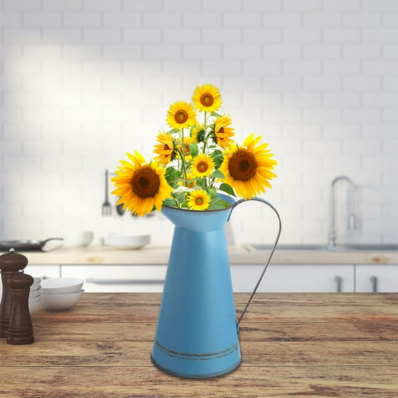 FRCOLOR  2 Pcs Tin Flower Bucket Galvanized Pot Rustic Flowers Jug Vase Decor