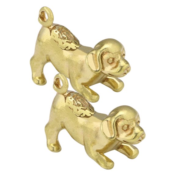 FRCOLOR  2 Pcs Vintage Animal Charm Key Hanging Decor Dog Collars Small Dogs Golden
