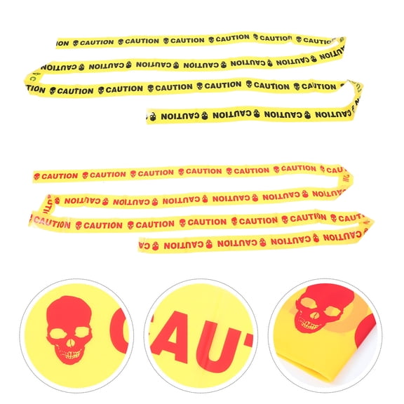 FRCOLOR 2 Pcs Warning Tape Signs Plastic Yellow Caution Marking for Haunted Houses