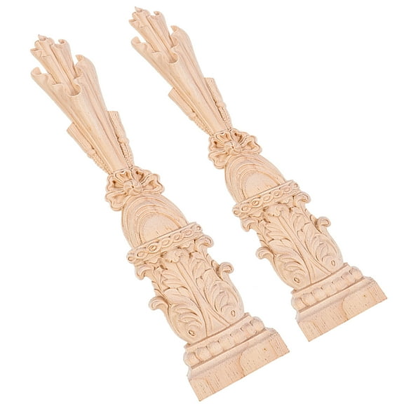 FRCOLOR 2 Pcs Wooden Roman Pillar Applique Column Peel and Stick Trim Molding Decals Crown