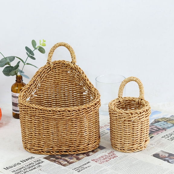 KAKOWELY Woven Hanging Basket Plastic 2Pcs 8.5X7.1X3.5In