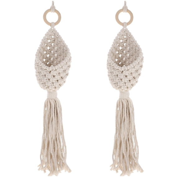 CIMAXIC Decorative Macrame Hanging Basket Multi-Function for Fruits and Vegetables 2Pcs