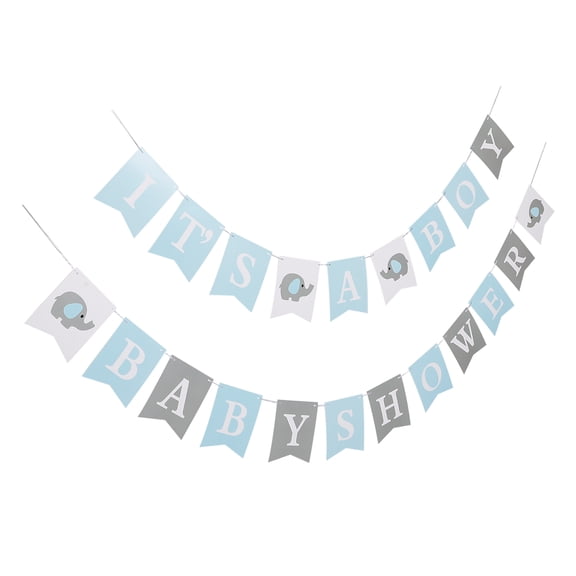 FRCOLOR 2 Sets Baby Shower Decorations Elephant Theme Hanging Banner Baby Shower Infant Birthday Banner Party Supplies Baby Shower Hanging Decor