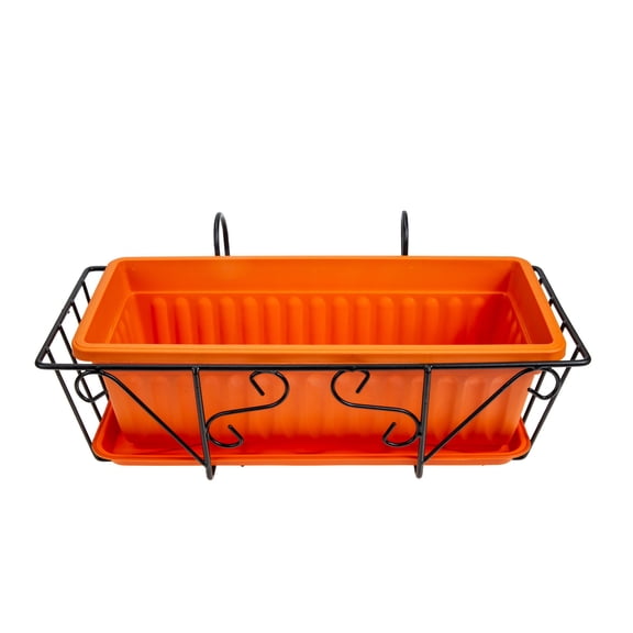 FRCOLOR 2-Pack Plastic Balcony Railing Flower Pots for Vegetable Growing and Planting, Outdoor