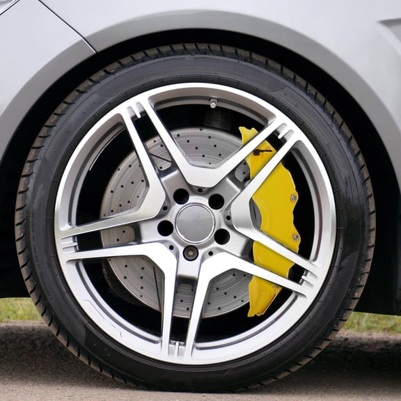 FRCOLOR 2 Sets Car Disc Brake Caliper Cover Wheel Hub Sleeve Yellow