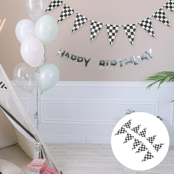FRCOLOR 2 Sets Checkered Pennant Banner Racing Flag Party Flag Banner Accessory for Race Theme Party Decoration
