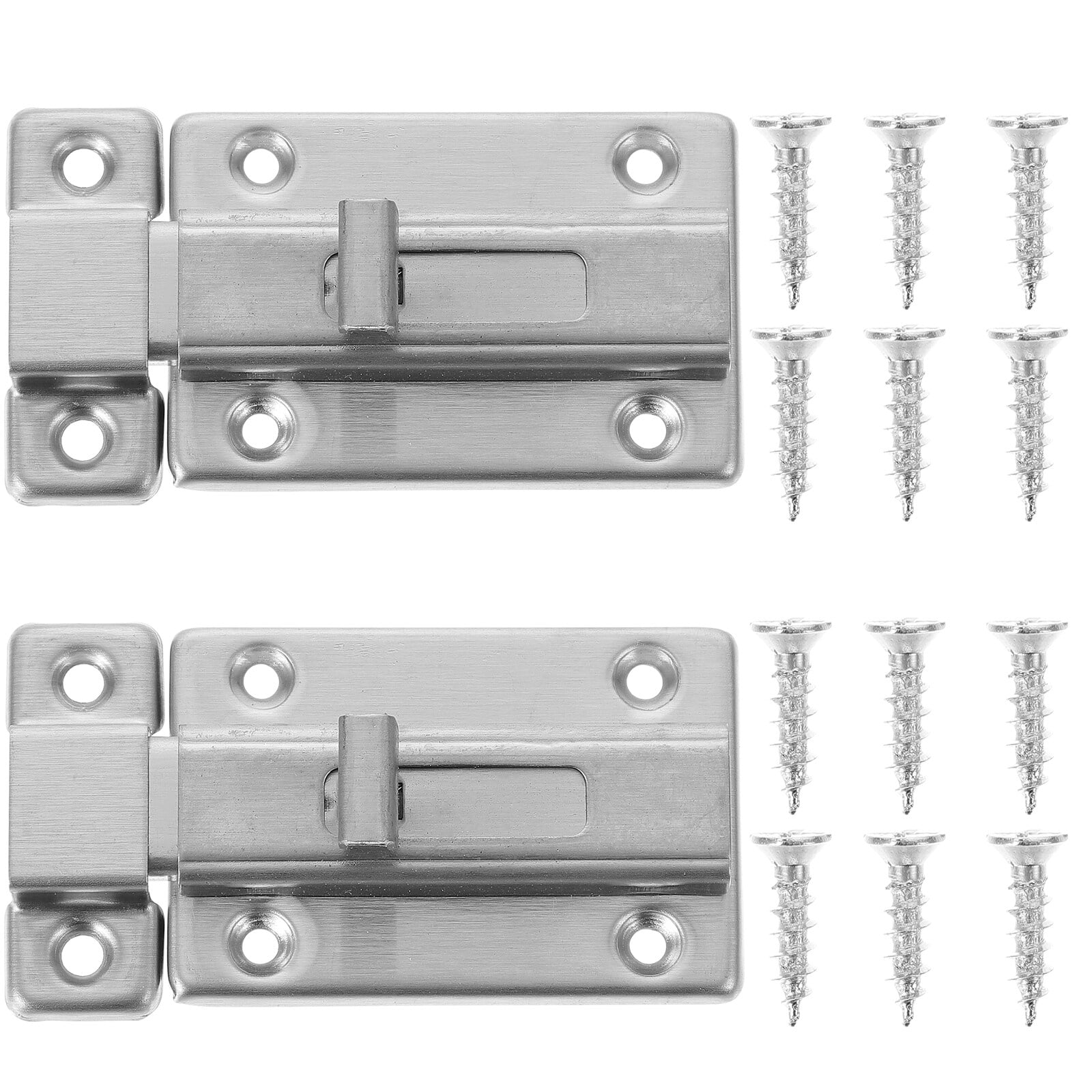 FRCOLOR 2 Sets Door Sliding Latches Stainless Safety Door Latches Lock with Screws