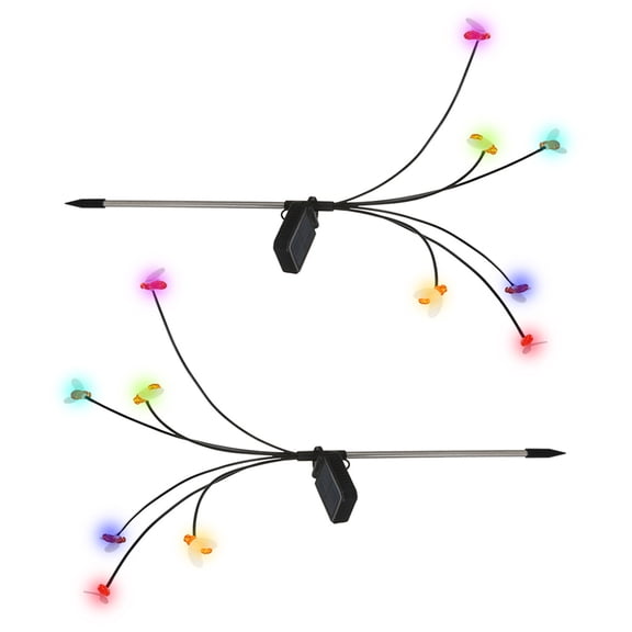 WASHWEPE Solar Stake Light Metal Plastic Bee Shape Garden Decorative Style 2 Sets 5X70CM