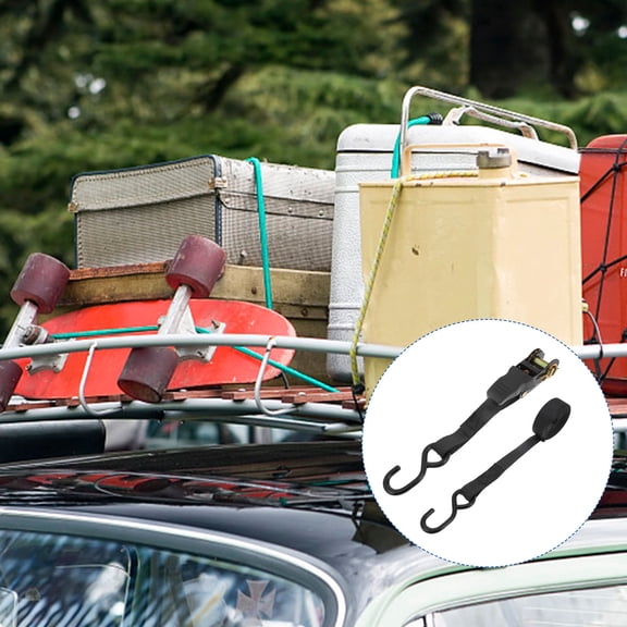 FRCOLOR 2 Sets Strap Ratchet Straps Heavy Duty Moving Suitcase Luggage Trunk Belts Black