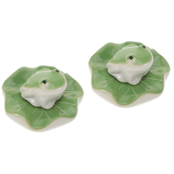 FRCOLOR 2 Sets of Ceramic Frog Statue Fish Tank Decoration Aquarium Floating Frog Ceramic Decoration