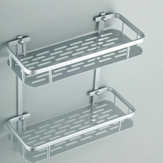 FRCOLOR 2 Tier Shelf over The Toilet Shower Rack Soap Storage Shelving Silver