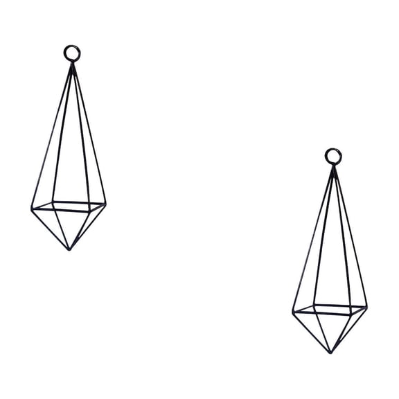 FRCOLOR 2 pcs Hanging Wrought Metal Flower Shelf Flower Display Rack Storage Rack (Black)